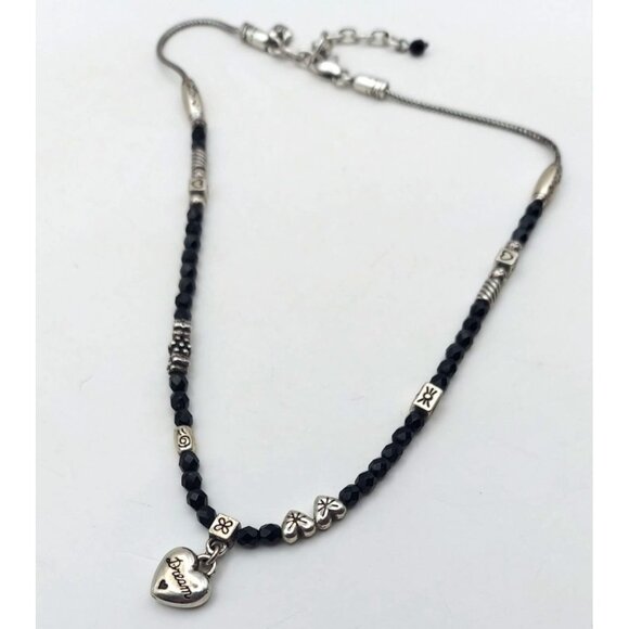 Brighton Dream Heart Silver Plated Black Faceted Beaded Love Adjustable Necklace - Picture 7 of 8